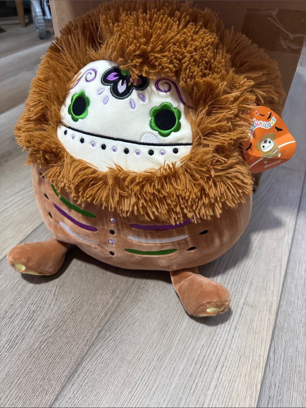 Squishmallows Brown & Orange Plush Monster with Green Eyes